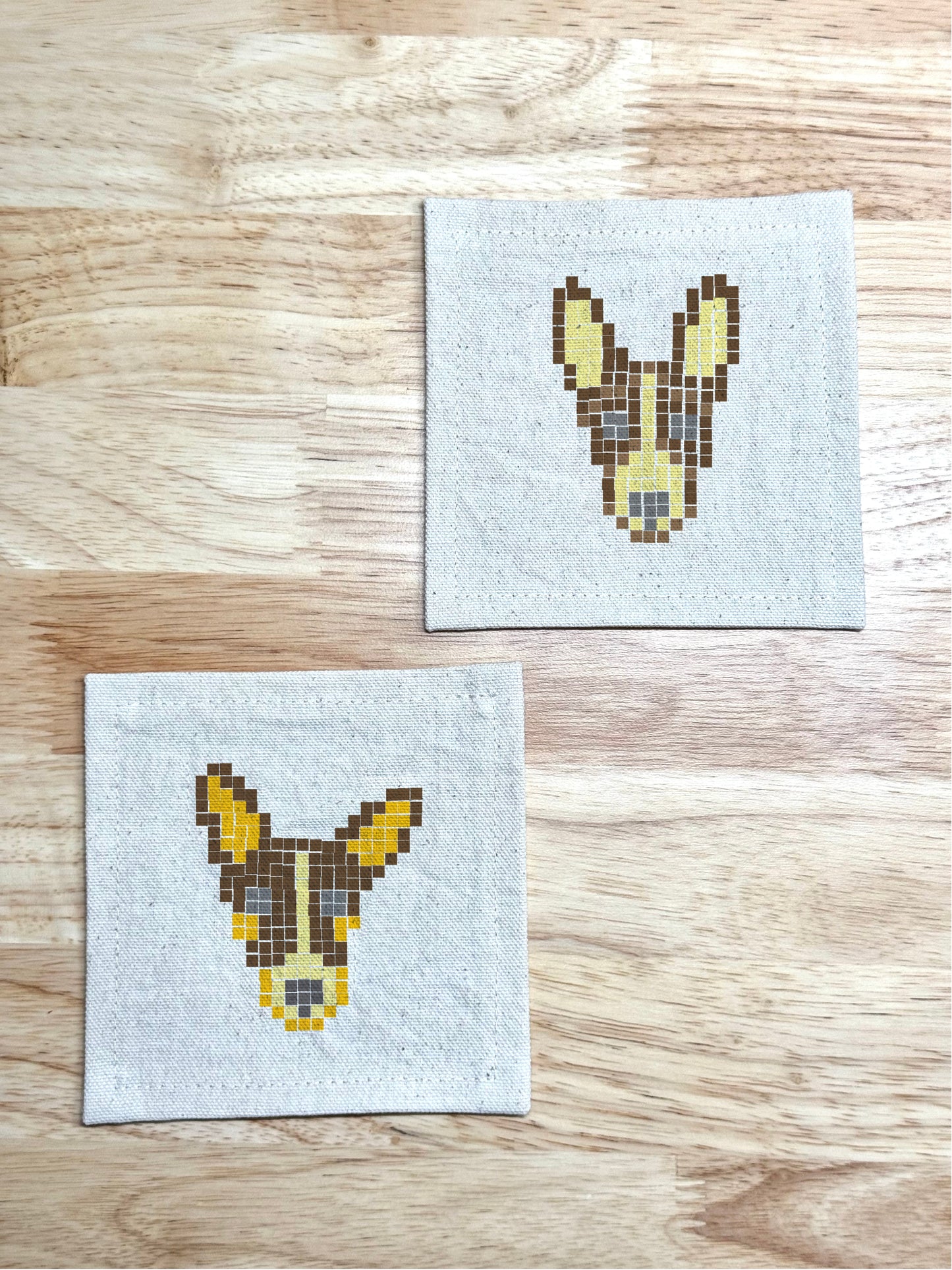 2025SS | Pixel Basenji Coasters ~ Screen-printed Canvas Fabric Coasters