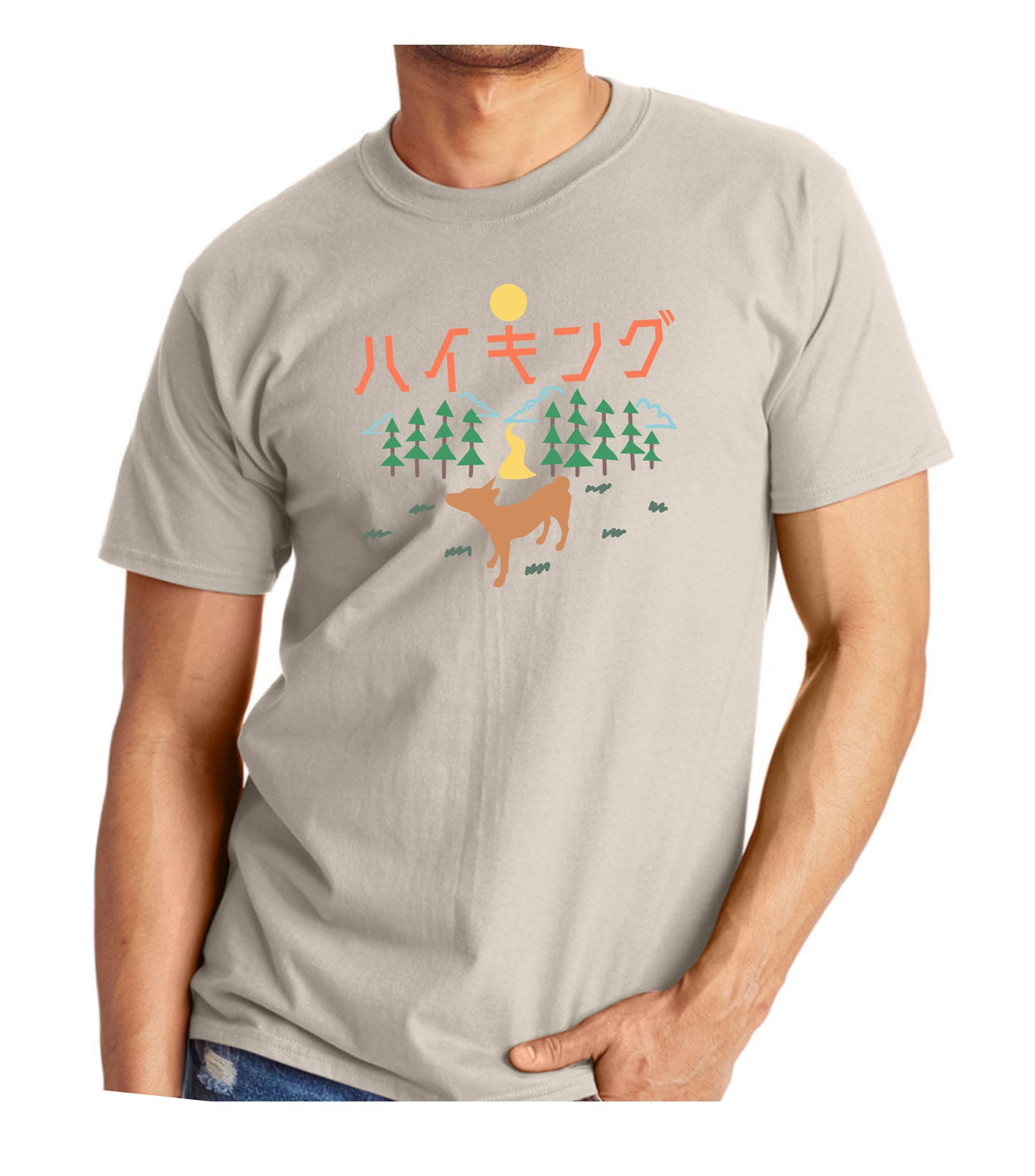 2024FW | Hiking (in Japanese) Basenji in the Woods ~ Screen-printed T-shirts
