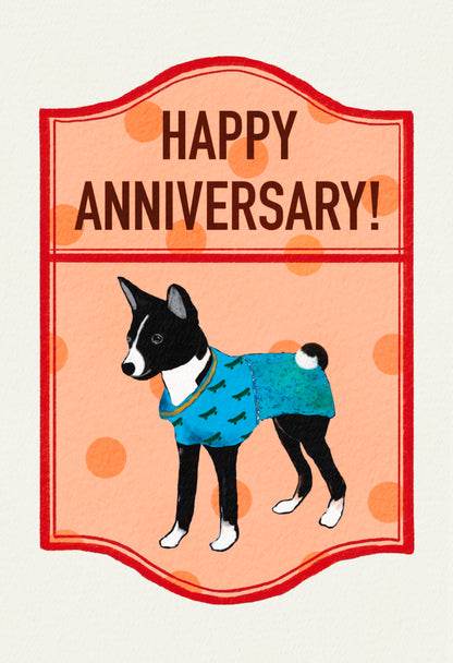 2024- | 4 Basenjis | Basenji Cards and Stickers (paper & water resistant) [Dots]