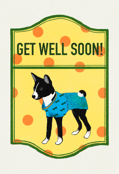 2024- | 4 Basenjis | Basenji Cards and Stickers (paper & water resistant) [Dots]