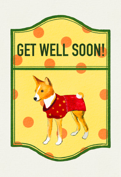 2024- | 4 Basenjis | Basenji Cards and Stickers (paper & water resistant) [Dots]