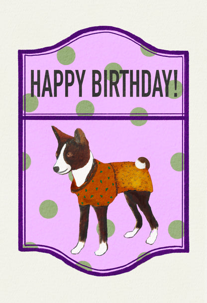2024- | 4 Basenjis | Basenji Cards and Stickers (paper & water resistant) [Dots]