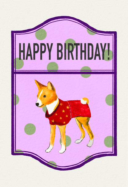 2024- | 4 Basenjis | Basenji Cards and Stickers (paper & water resistant) [Dots]