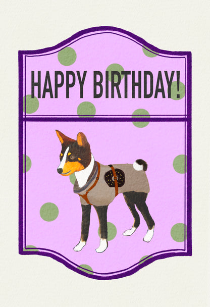 2024- | 4 Basenjis | Basenji Cards and Stickers (paper & water resistant) [Dots]