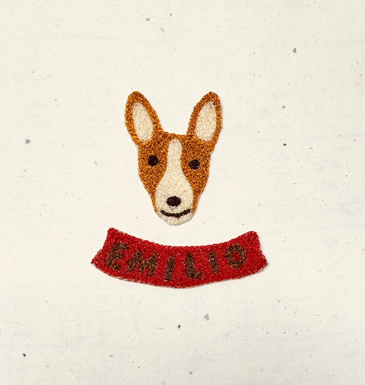 2025 | [add-on] Custom Name Banner for Basenji Face Embroidery | [追加オプション] 名前のカスタム・バナー（バセ顔刺繍付きの服用）
