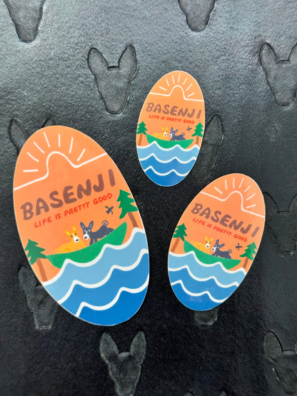 Life is Pretty Good｜Basenji Cards and Stickers (paper & water resistant)