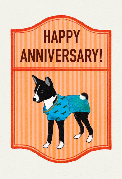2024-2025 | 4 Basenjis | Basenji Cards and Stickers (paper & water resistant) [Stripe background]